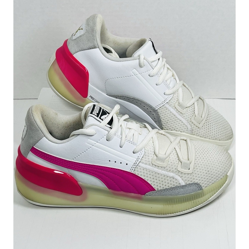 Puma‎ Clyde Hardwood Athletic Shoes Women's 6.5 White Pink 193847-03 Basketball